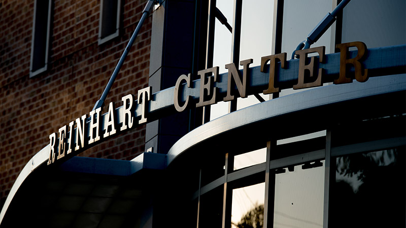 Upclose image of the building name at Reinhart Center
